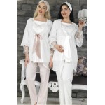 Baha 2731 Lohusa Pijama Sabahlık Takım Pembe