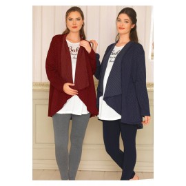 Baha 2931 Taytlı Sabahlıklı Lohusa Takım Lacivert